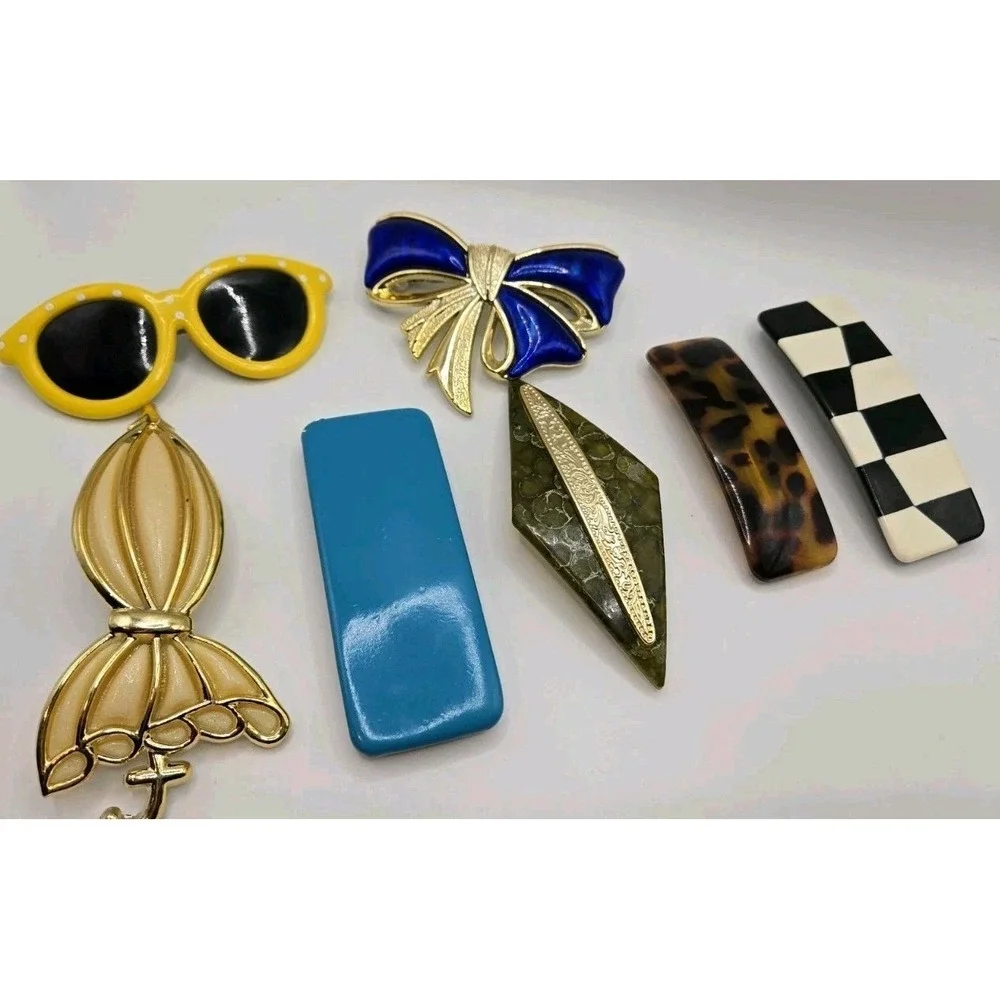 Vintage Hair Barrette Clips Lot of 7 Large 80s 90s